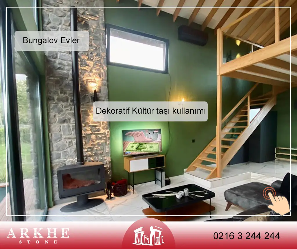 Bungalov Evlerde Dekoratif Kültür Taşı Kullanımı