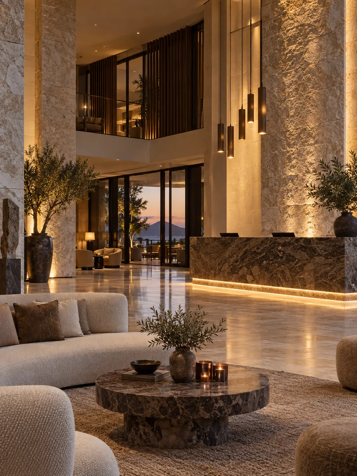 Otel lobisi taş kaplama projesi