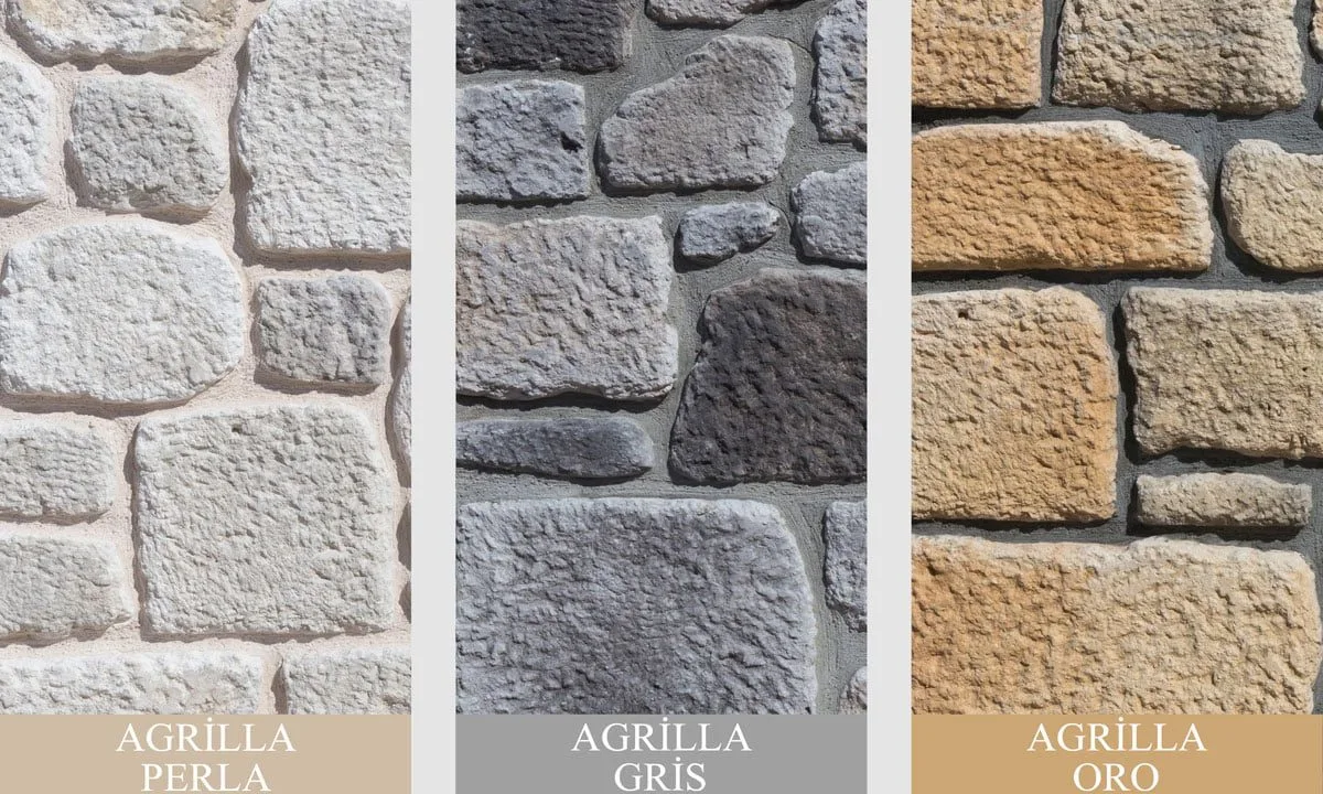 Agrilla kültür taşı renk ve doku seçenekleri — Gris, Oro, Perla
