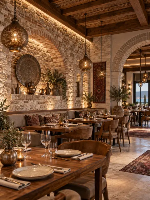 Restoran taş duvarı